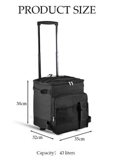 DUNISO Trolley Cooler Food Bag, Portable Hand Boot Cart Trunk, Insulated Rolling Thermal Beverage with Foldable Wheels Roller for Outdoor BBQ Beach, Camping, Picnics, Grocery Shopping  - Image 5