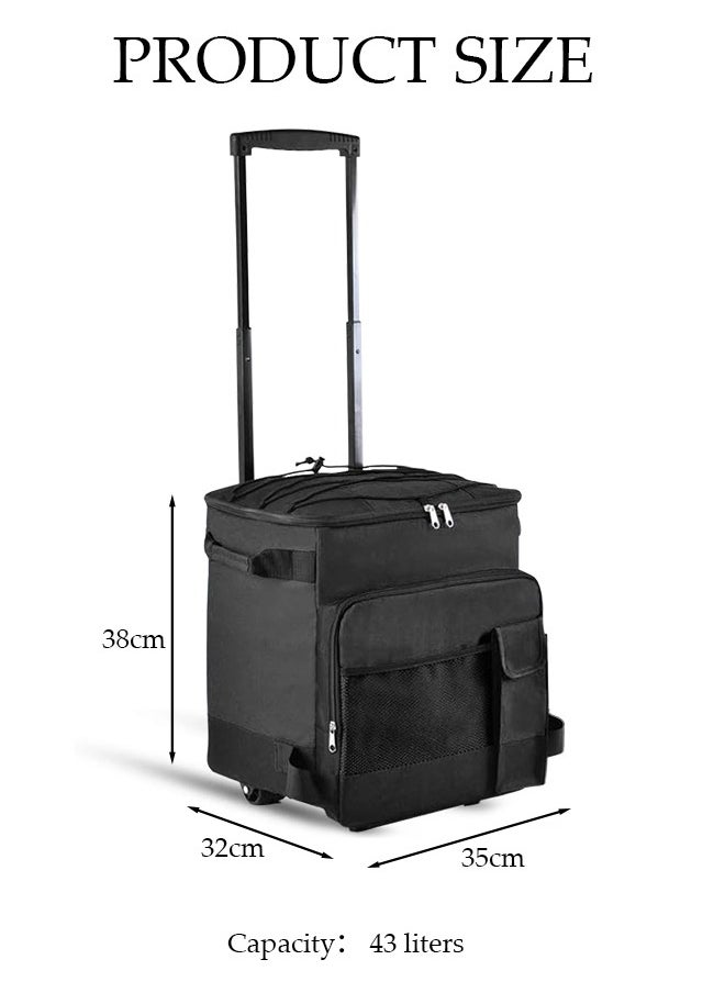 DUNISO Trolley Cooler Food Bag, Portable Hand Boot Cart Trunk, Insulated Rolling Thermal Beverage with Foldable Wheels Roller for Outdoor BBQ Beach, Camping, Picnics, Grocery Shopping  - Image 5
