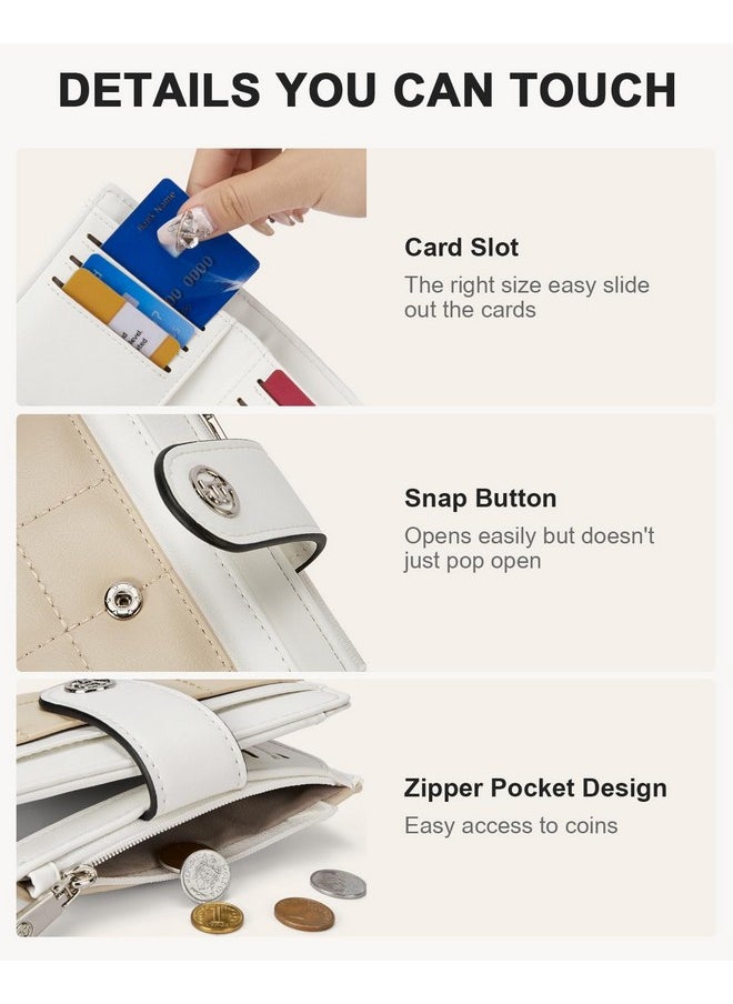 Bostanten Small Wallet For Women Leather Rfid Blocking Card Holder Bifold Compact Wallets With Zipper Coin Pocket Beige＆Khaki  - Image 3