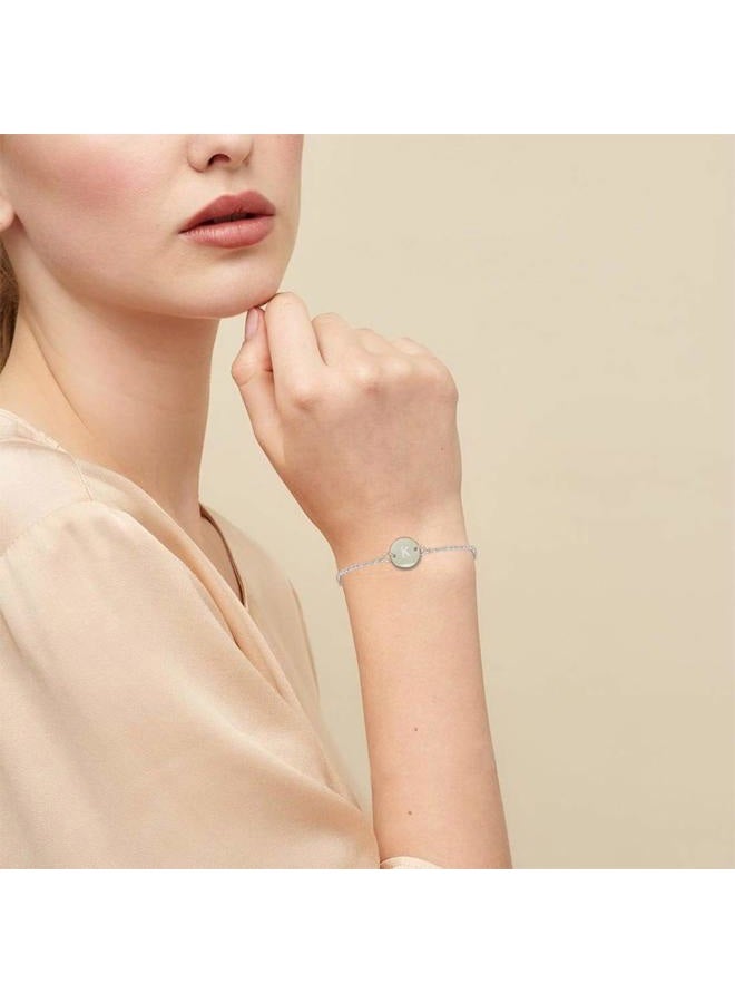 Glimmerst Stainless Steel Initial Bracelet Delicate Coin Letter A Bracelet Dainty Small Disc Name Bracelet Personalized Monogram Charm Bracelet for Women - Image 5