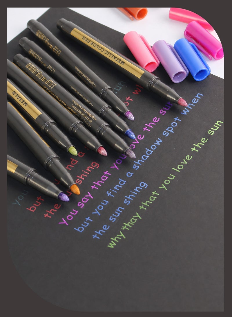 ZAZA Metallic Paint Markers, Acrylic Marker Pen for Black Paper Rock Glass Canvas, 10 Colors Acrylic Paint Marker Set for Scrapbooking DIY Crafts, School Stationery - Image 5