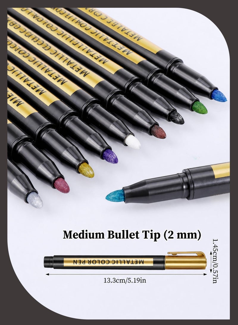 ZAZA Metallic Paint Markers, Acrylic Marker Pen for Black Paper Rock Glass Canvas, 10 Colors Acrylic Paint Marker Set for Scrapbooking DIY Crafts, School Stationery - Image 3