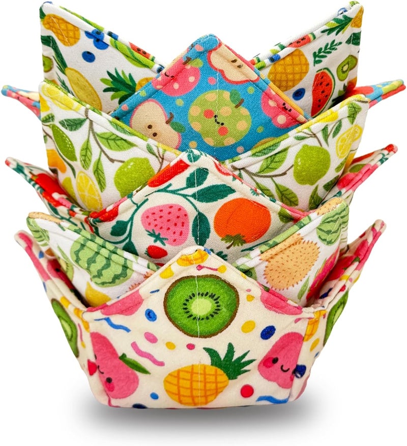 Junlion Cotton Microwavable Bowl Cozy ，Set of 6，Microwave-Safe Hot Bowl Holders, Soup Bowl Cozy Hot Pads，Prevent Hand from Heat and Maintain Food Warm，Ideal Household Gift Store (G) - Image 1
