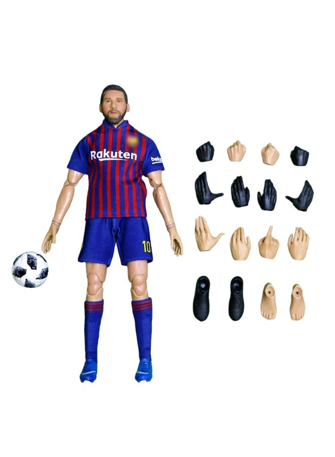 برشلونة ليونيل ميسي رقم 10 مفصلية كرة القدم عمل الشكل ، مجموعة كاملة مع 12 مبادلة اليدين ، المرابط الغيار ، حافي القدمين وكرة القدم