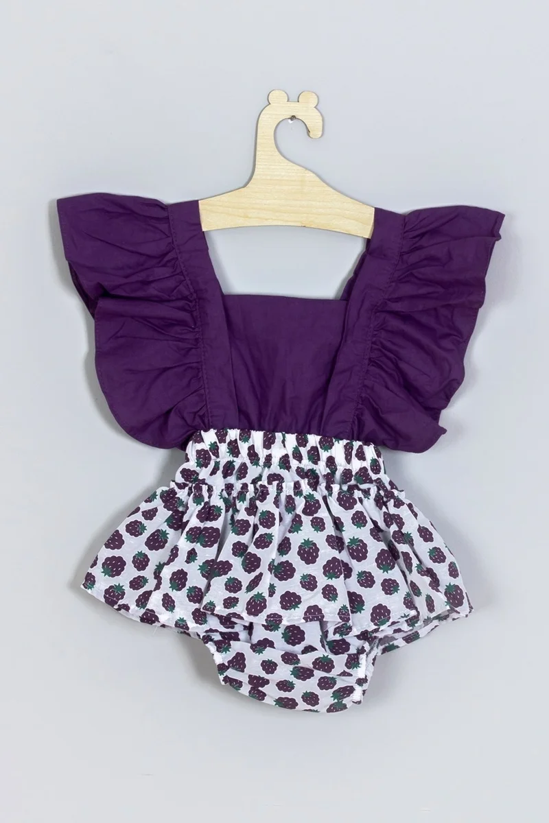 Ada Bebek Çocuk Ada Baby Kid Bandana Frilly Blackberry Salopette Jumpsuit 003
