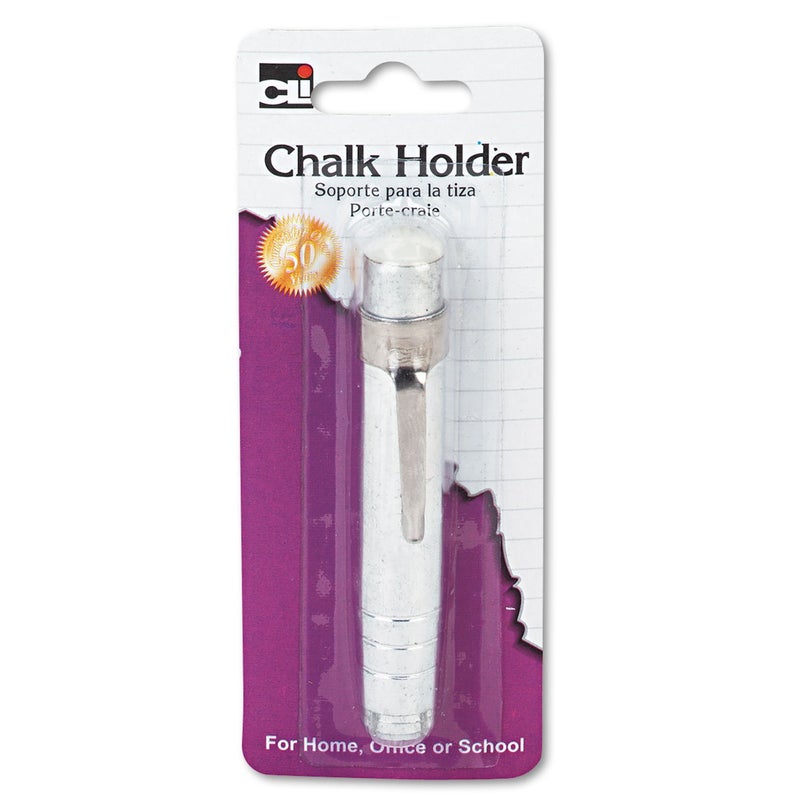 Charles Leonard Pen Style Aluminum Chalk Holder with Chalk, Silver (74541) - Image 2