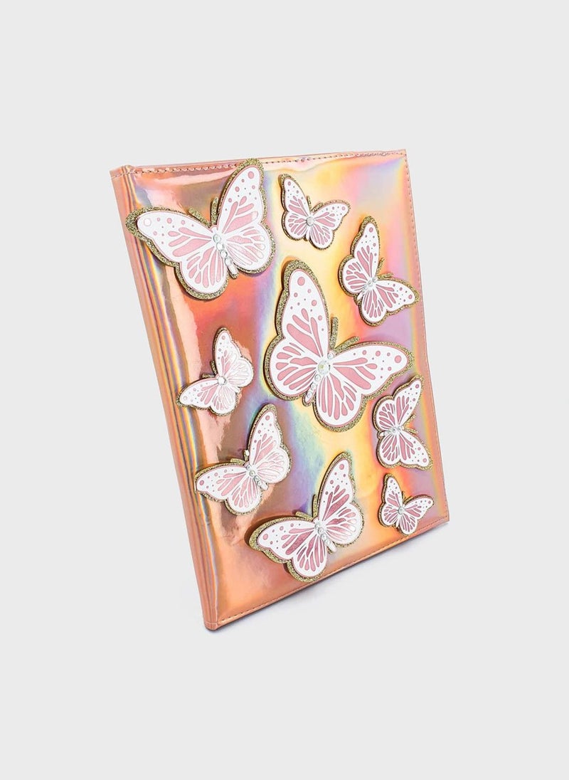 Claires Butterfly Print Notebook Elegant Shimmering - Image 2