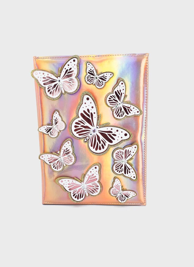 Claires Butterfly Print Notebook Elegant Shimmering - Image 1