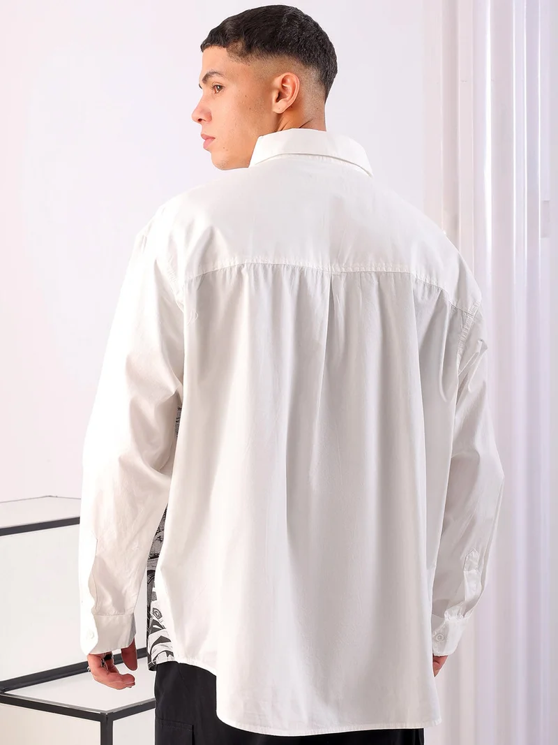 The Indian Garage Co Men Oversized Graphic Print Half Sleeves Cutaway Collar Street Wear Shirt
