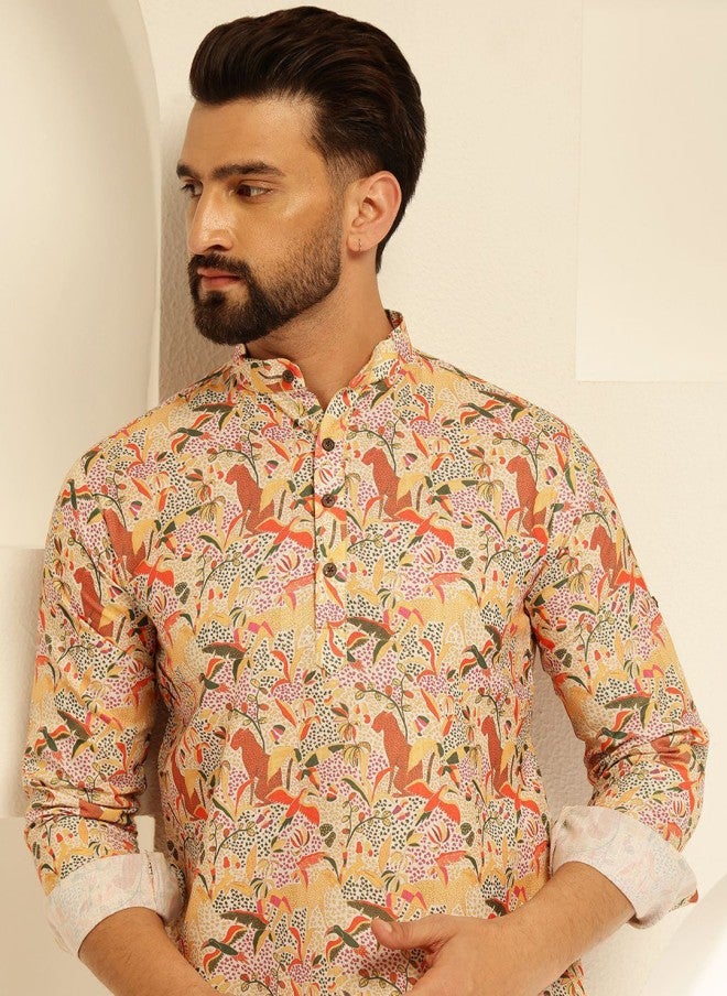 Sojanya Quirky Printed Cotton Kurta for Men - Image 2