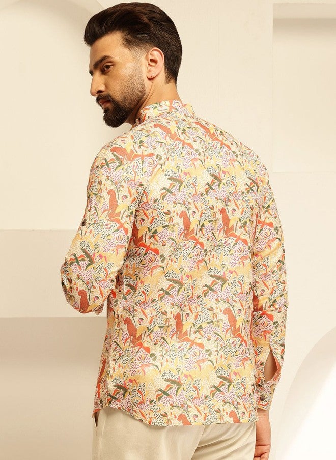 Sojanya Quirky Printed Cotton Kurta for Men - Image 4