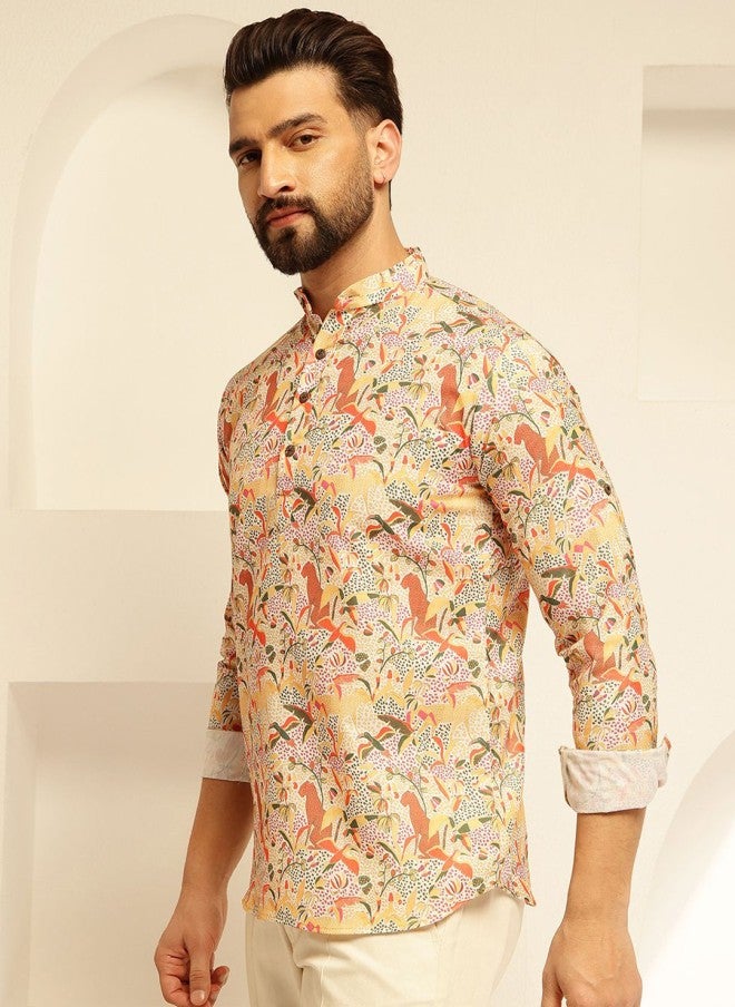 Sojanya Quirky Printed Cotton Kurta for Men - Image 3