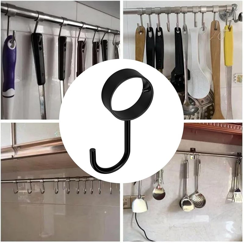 Stainless Steel 5PCS Black Ring Hooks For 32mm Rod Clothes Curtains Pots Hanging - Image 3