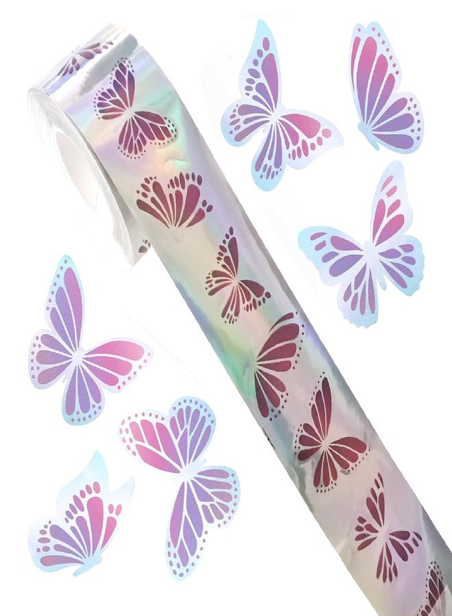 HinchJone Butterfly Stickers Roll 500Pcs Laser Purple Pink Butterfly Shape Seal Stickers Waterproof Self-Adhesive Decals for Gift Wrapping, Envelope, Journal, Party Supplies - Image 1