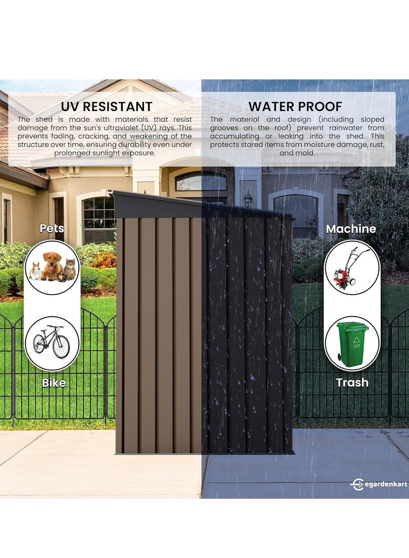 Egardenkart, Outdoor Storage Shed Metal - Tan, 6.5x6 Ft | Garden Shed with Lockable Door | Outdoor Storage Cabinet for Garden Storage | Outdoor Shed Storage (With Installation) - Image 5