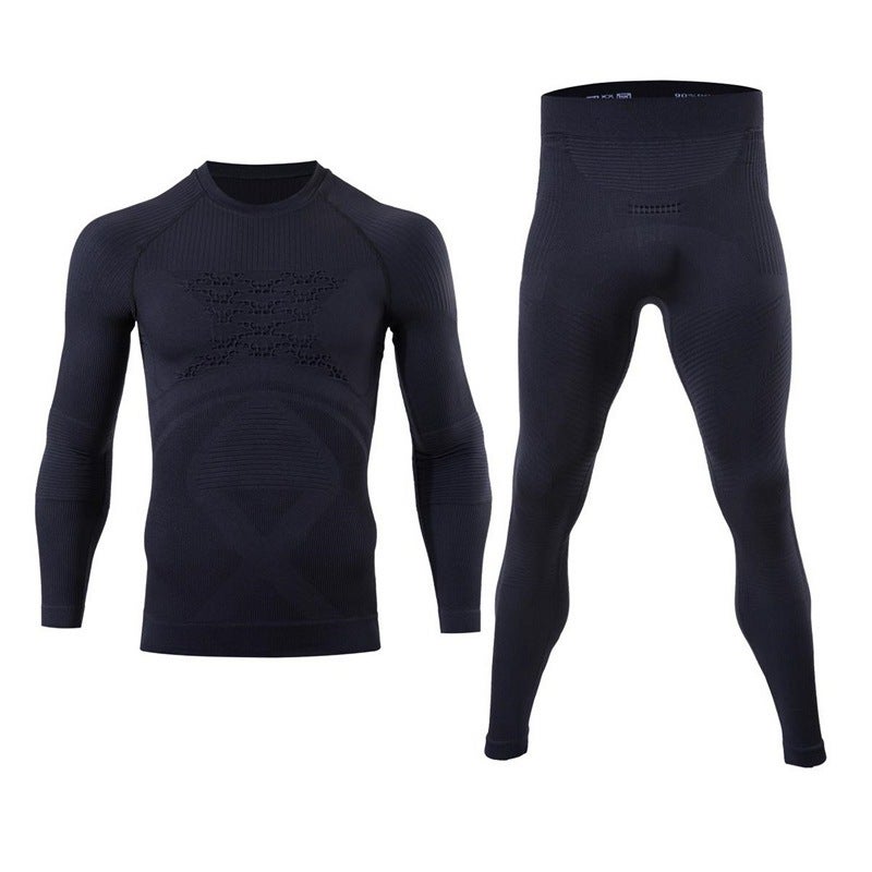 Generic Ski sports function underwear moisture wicking quick drying running fitness compression long sleeve pants two-piece set Black