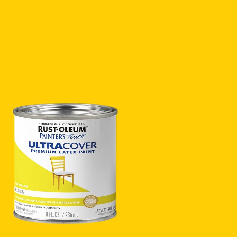Rust-Oleum Painter's Touch Ultra Cover Premium Latex Paint, Gloss Sun Yellow, 8 Fl Oz - Image 3