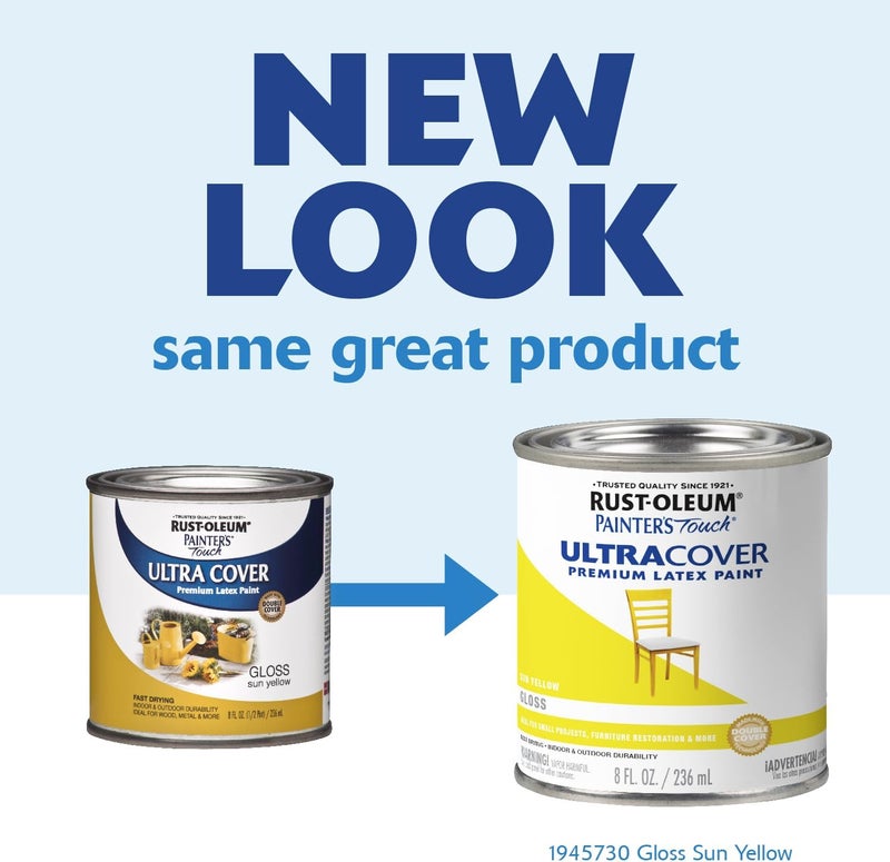 Rust-Oleum Painter's Touch Ultra Cover Premium Latex Paint, Gloss Sun Yellow, 8 Fl Oz - Image 2