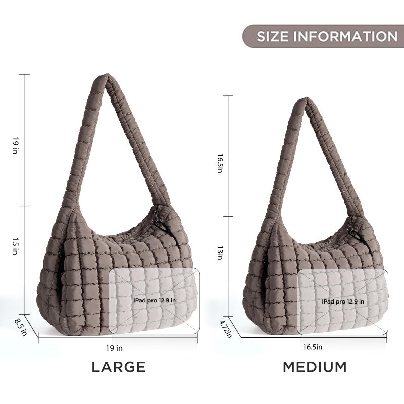 Babysun Puffer Tote Bag for Women Large Quilted Tote Bag Quilted Carryall Bag Soft Puffy Crossbody Bag Hobo Handbags Puff Purse - Image 2