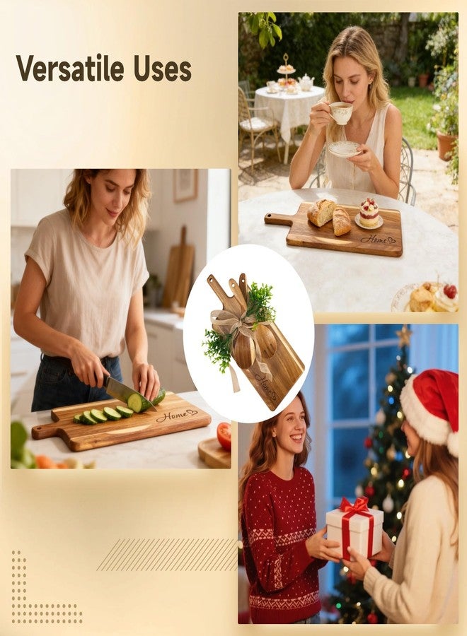 DORMIYA Wooden Cutting Board Set, Solid Wood Chopping & Serving Board with Salad Spoon & Fork, Decorative Kitchen Platter for Housewarming, Wedding, New Home or Family Kitchen Essential - Image 5