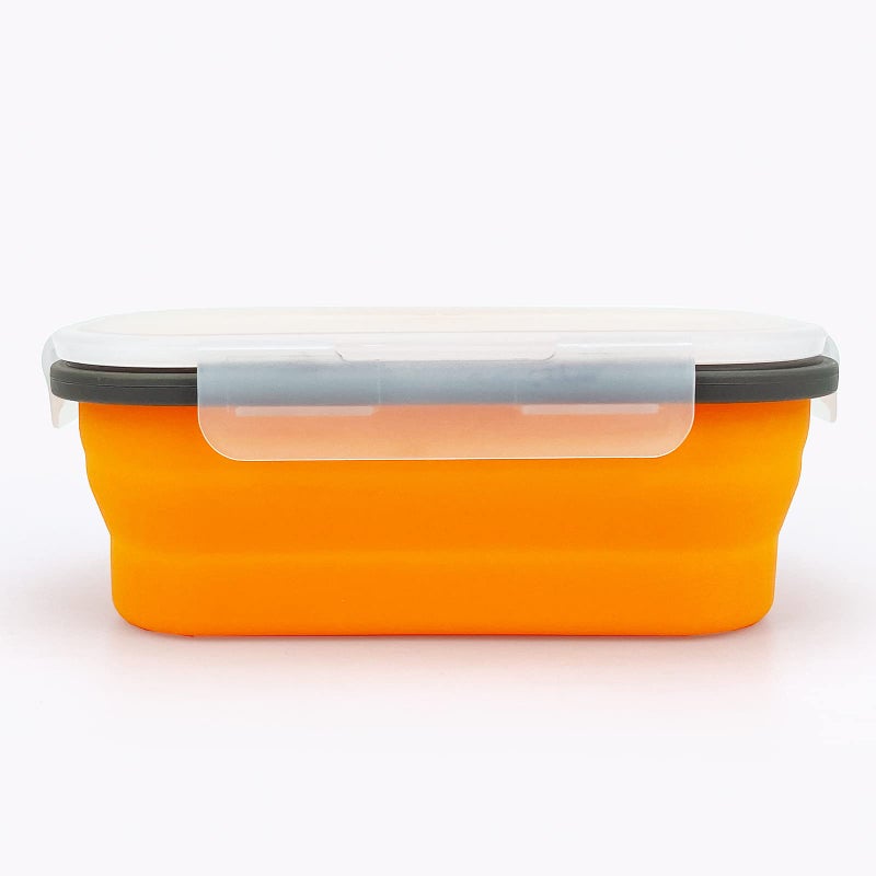 CCyanzi Silicone Lunch Container Bento Box  Collapsible Food Storage Containers with Airtight Lids and 2in1 Fork  Reusable Food Containers for Travel Camping and RV  Food Grade 1000ml Microwave Container - Image 3