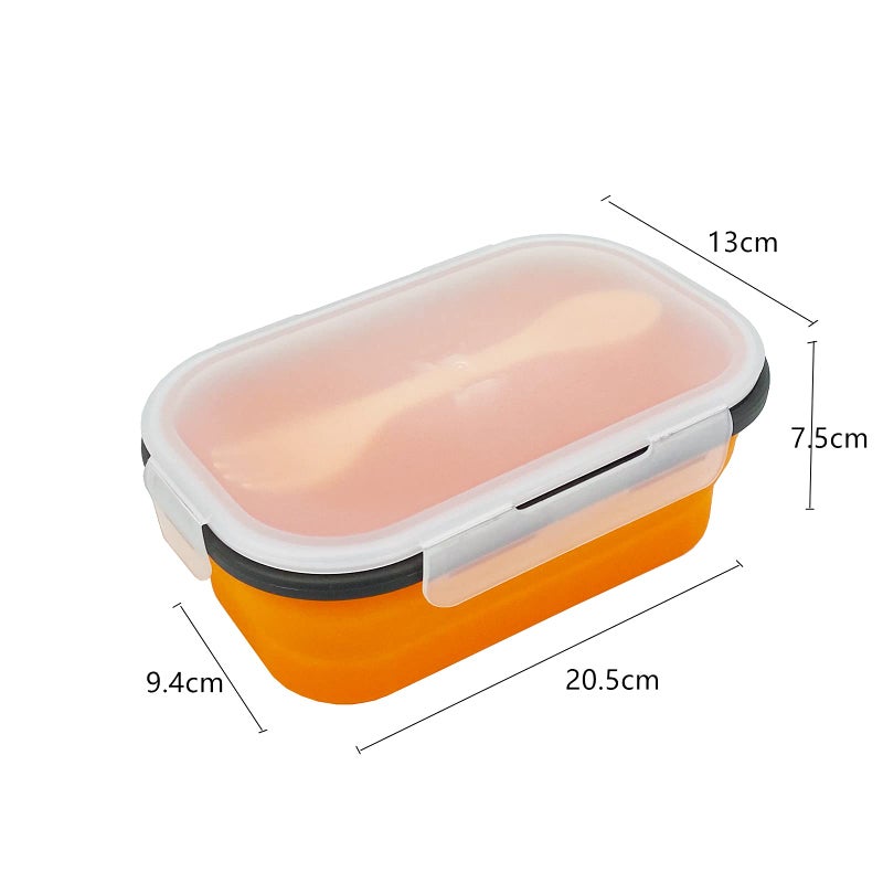 CCyanzi Silicone Lunch Container Bento Box  Collapsible Food Storage Containers with Airtight Lids and 2in1 Fork  Reusable Food Containers for Travel Camping and RV  Food Grade 1000ml Microwave Container - Image 2