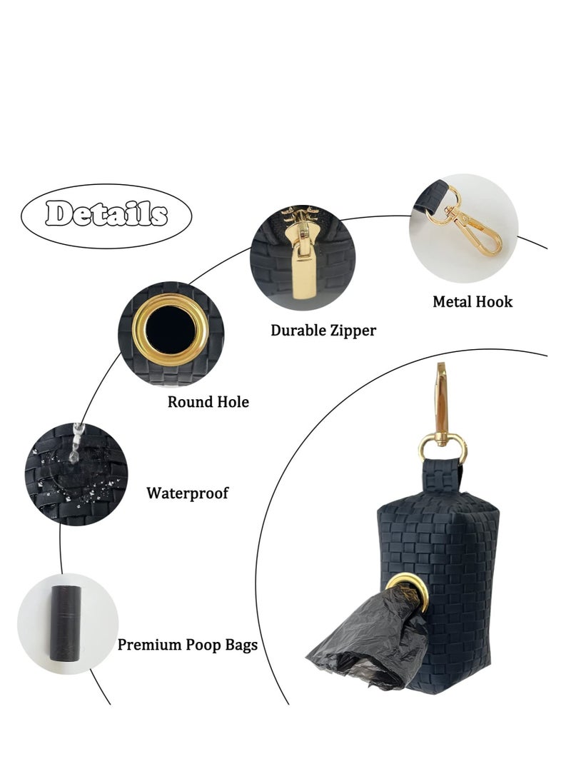 SOLARAE Leather Dog Bag Holder, Dog Bag Holder, Portable Pet Waste Bag, Bag Container Waste Bag Holder Leash Attachment, Fits Any Dog Leash, with 2 Rolls of Bags (Random Color) - Image 1