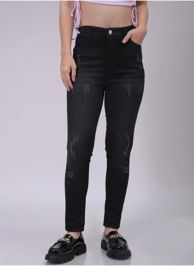 مرفوعة Women Slim Black Jeans