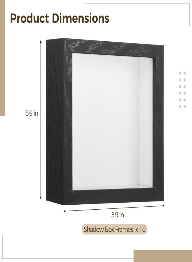 COSYOO Shadow Box Frame Set of 16, 5.9 x 5.9 Inches Shadow Box Frames with Acrylic Fronts, Small Modern Black Display Frames for DIY Art, Wall or Tabletop Decor, for Home Office Gallery - Image 4