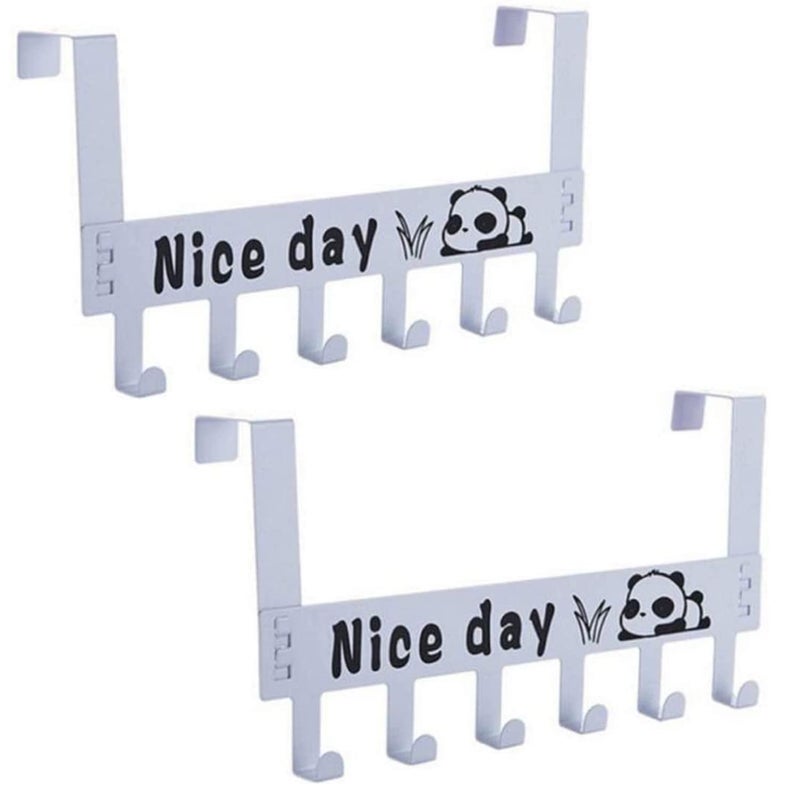 ATCAN Over Door Hanger for Clothes 6 Hooks Over The Door Hanging Hook for Towel Coat Keys for Bathroom Bedroom and Kitchen Doors Strong Durable Door Hooks for Home 2 PCs White - Image 1