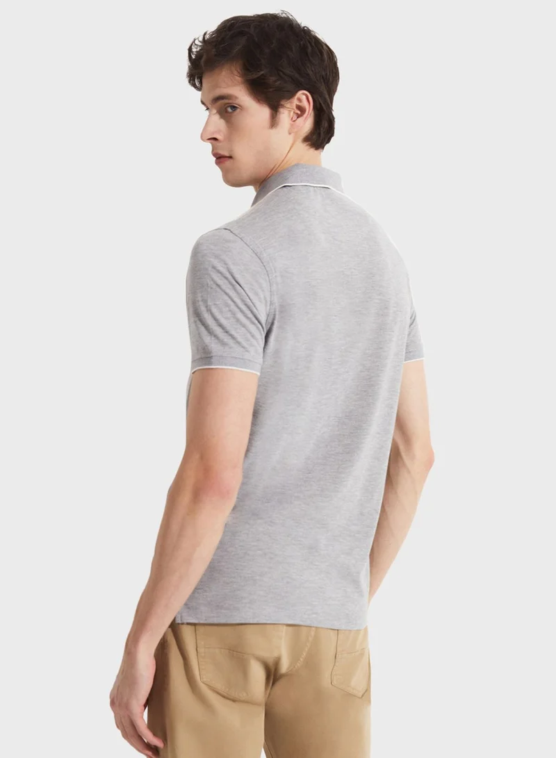 JUNE Striped Slim Fit Polo