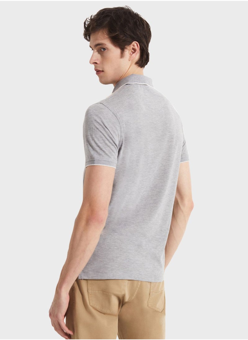 JUNE - Striped Slim Fit Polo - Image 1