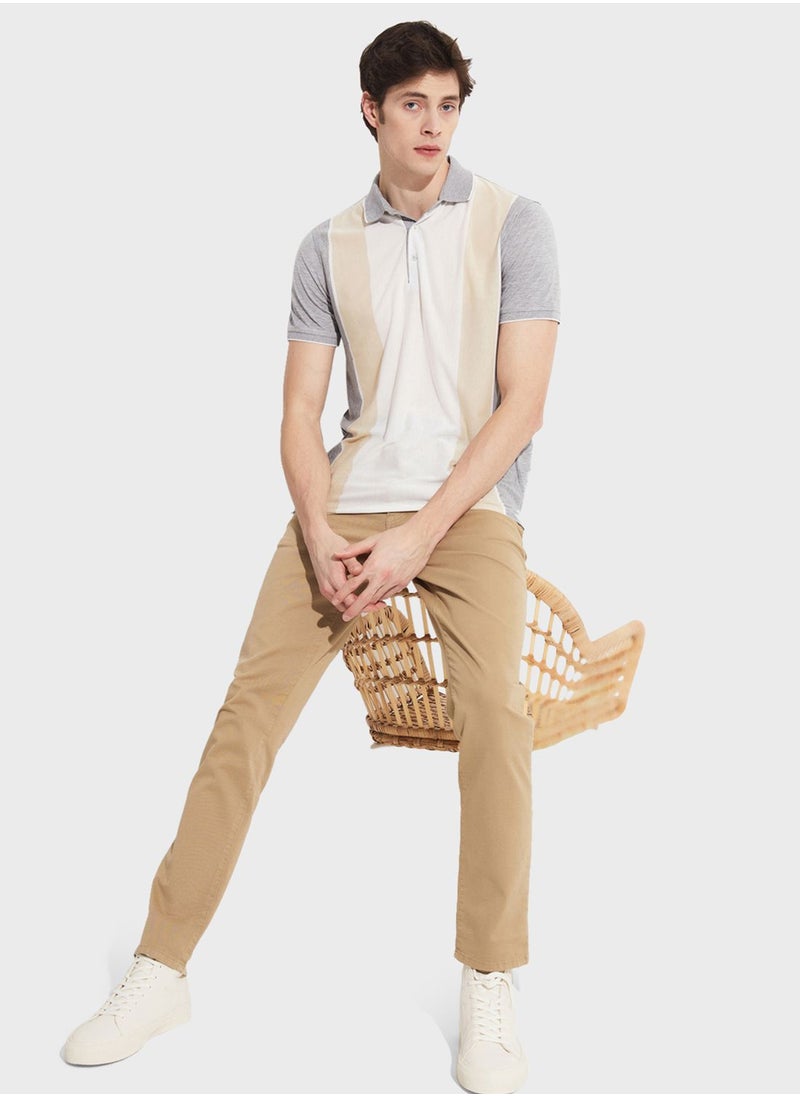 JUNE - Striped Slim Fit Polo - Image 1