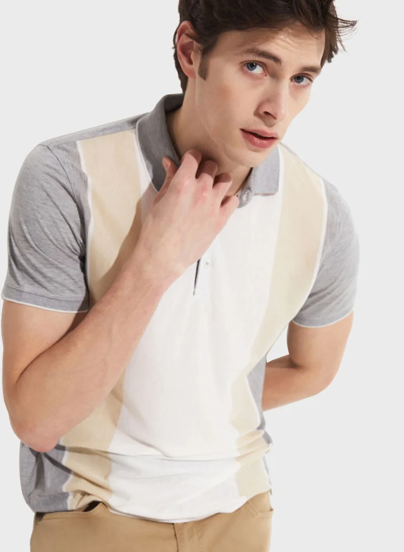 June  Striped Slim Fit Polo for Men | Best Price UAE