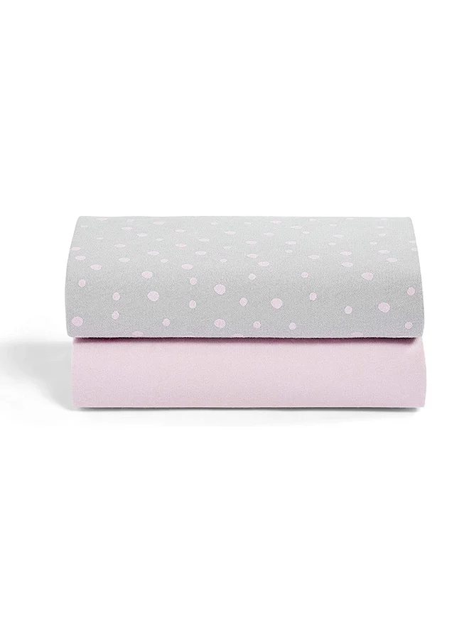 سنوز Pack of 2 Crib Fitted Sheets, Design Ed To Fit Pod Bedside Cribs, 100% Cotton, Infant And Baby, Patternrose Spot, Fitted Sheet Size - 44 X 80Cm