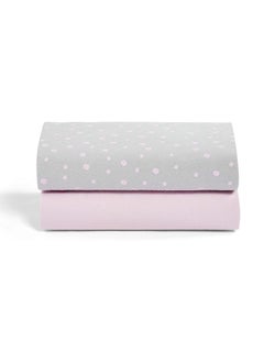 Snuz Pack of 2 Crib Fitted Sheets, Design Ed To Fit Pod Bedside Cribs, 100% Cotton, Infant And Baby, Patternrose Spot, Fitted Sheet Size - 44 X 80Cm  - Image 2