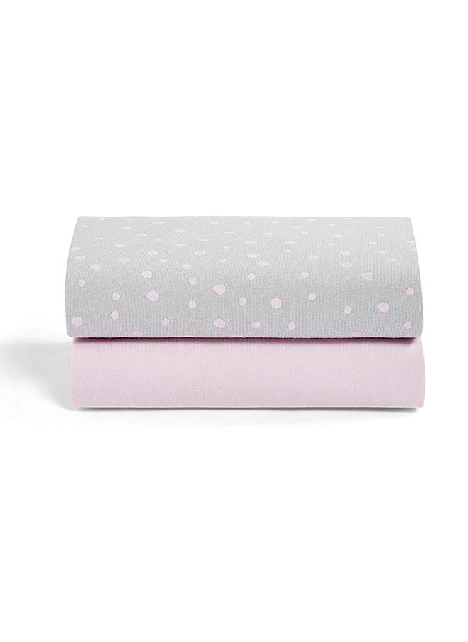 Snuz - Pack of 2 Crib Fitted Sheets, Design Ed To Fit Pod Bedside Cribs, 100% Cotton, Infant And Baby, Patternrose Spot, Fitted Sheet Size - 44 X 80Cm - Image 1