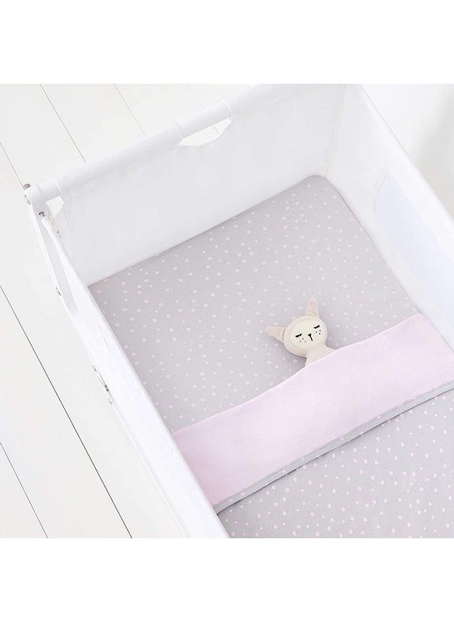 Snuz - Pack of 2 Crib Fitted Sheets, Design Ed To Fit Pod Bedside Cribs, 100% Cotton, Infant And Baby, Patternrose Spot, Fitted Sheet Size - 44 X 80Cm - Image 1