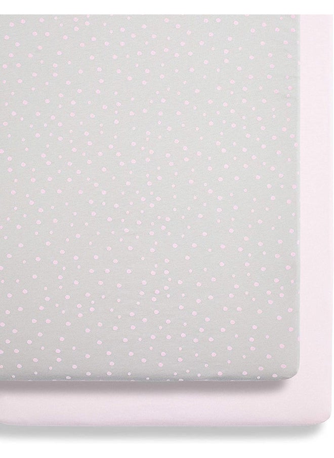 Snuz - Pack of 2 Crib Fitted Sheets, Design Ed To Fit Pod Bedside Cribs, 100% Cotton, Infant And Baby, Patternrose Spot, Fitted Sheet Size - 44 X 80Cm - Image 1