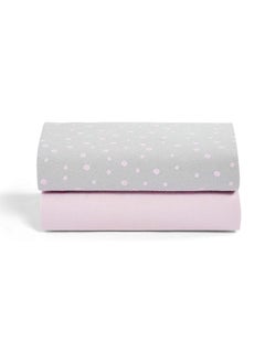 Snuz Pack of 2 Crib Fitted Sheets, Design Ed To Fit Pod Bedside Cribs, 100% Cotton, Infant And Baby, Patternrose Spot, Fitted Sheet Size - 44 X 80Cm  - Image 2
