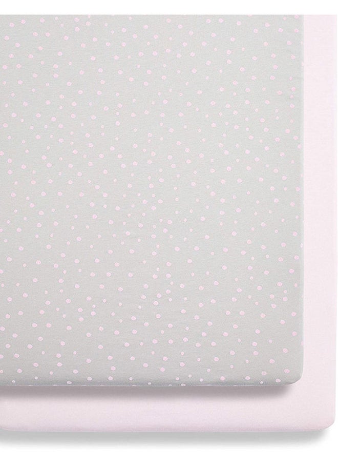 Snuz - Pack of 2 Crib Fitted Sheets, Design Ed To Fit Pod Bedside Cribs, 100% Cotton, Infant And Baby, Patternrose Spot, Fitted Sheet Size - 44 X 80Cm - Image 1