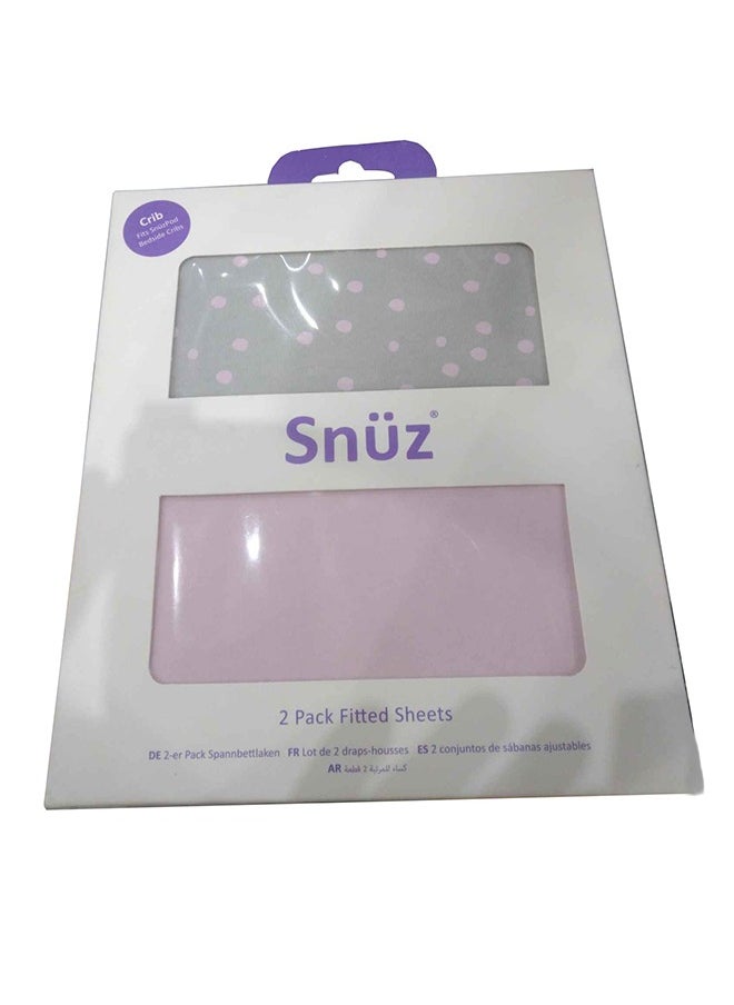 Snuz - Pack of 2 Crib Fitted Sheets, Design Ed To Fit Pod Bedside Cribs, 100% Cotton, Infant And Baby, Patternrose Spot, Fitted Sheet Size - 44 X 80Cm - Image 1