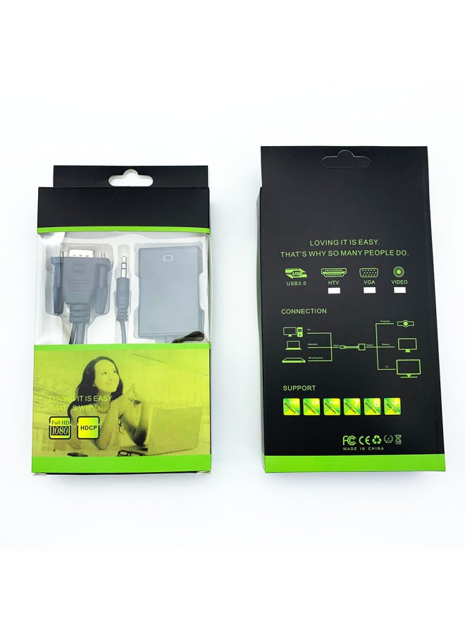 محول Vga إلى Hdmi كابل محول Vga إلى Hdmi أنثى صوت مكتبي للكمبيوتر المكتبي عالي الدقة - اللون: تكامل الصوت (خط التوزيع) - Image 1