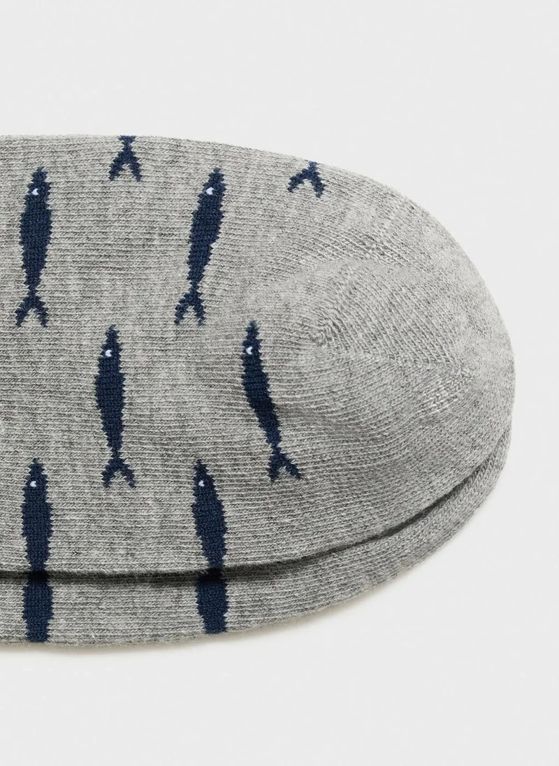 Mango Man Fish-print cotton socks