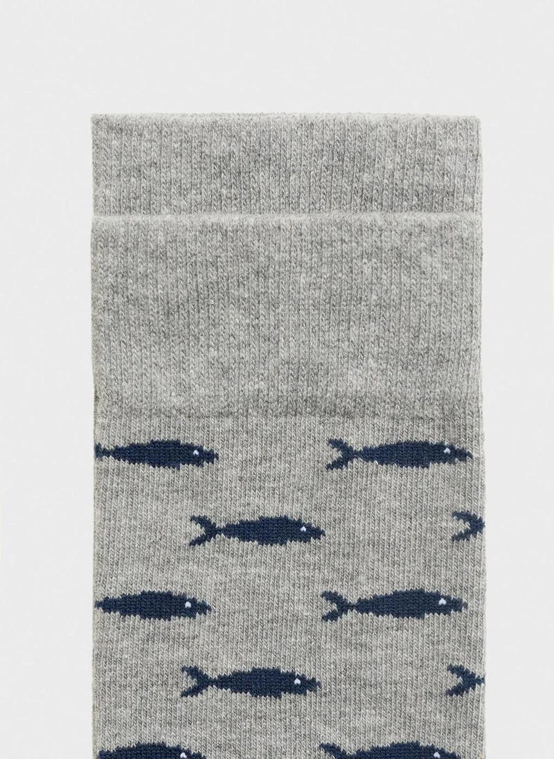 مانجو مان Fish-print cotton socks