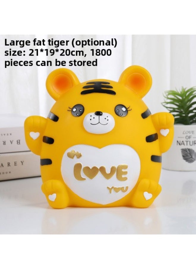 Cartoon Year Of The Tiger Zodiac Tiger Piggy Bank Piggy Bank Large Size Can't Enter Children's Birthday Gift Piggy Bank-Color:Fat Tiger Large Size—available  - Image 1