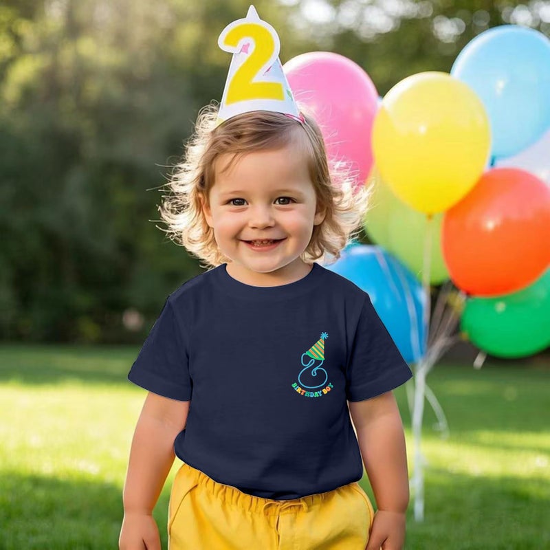 TITKKOP 2nd Birthday Shirt Toddler Boy Two Year Old Birthday Outfit Short Sleeve Cotton T Shirt Clothes (2T, Blue) - Image 2
