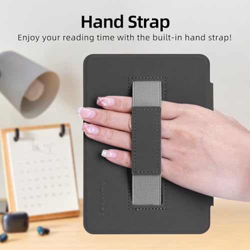 HOICHOE Case for 6" Kindle 2024/2022 Release (11 Generation), Light PU Leather Cover and Transparent Hard Back Shell with Hand Strap, Auto Sleep/Wake, Oat Coffee - Image 5