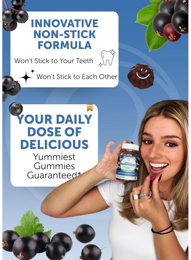 Lunakai USA Made Black Sambucus Elderberry Gummies for Adults & Kids with Vitamin C & Zinc - Immune Support, Antioxidants, Non-GMO, 60 Gummies - Image 3