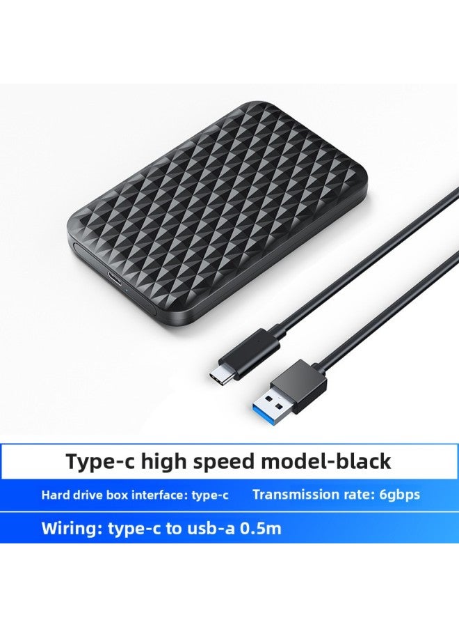 Aurico 2520U3 Mobile Hard Disk Box 2.5 usb Notebook Mechanical Sata Solid State External Ssd Hard Disk-Color:【Type-c】 Black -6Gbps